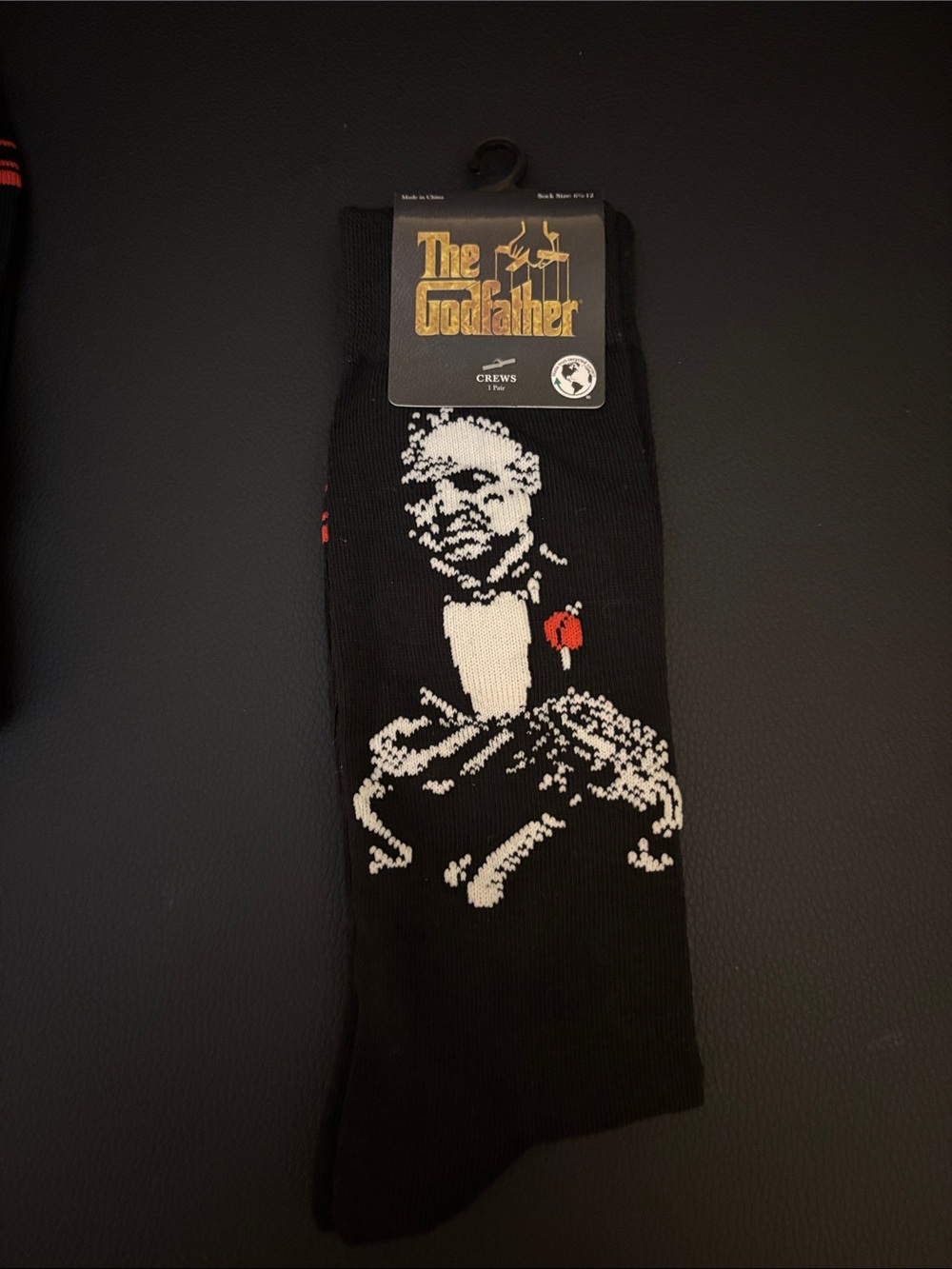 The Godfather Crew Socks in Black Red and White Vintage Style